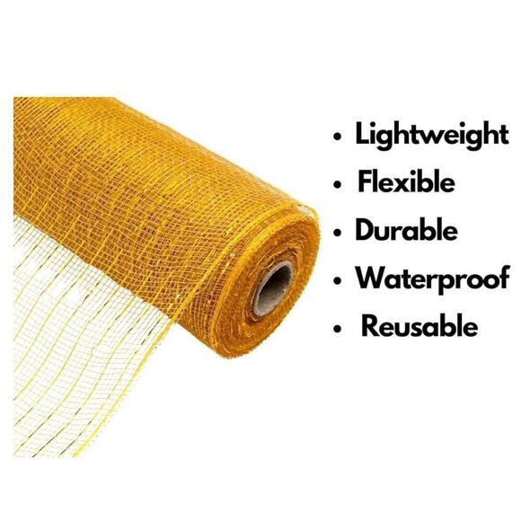 Poly Mesh Ribbon gold Deco Mesh for Wreaths 10" x 30ft‎ - Picture 2 of 3